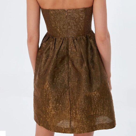 Hyacinth House Bronze Jacquard Anastasia Mini Dress XL - Picture 2 of 8